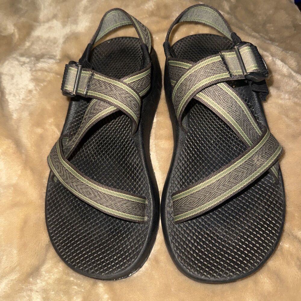 Chaco Vibram Cloud Cushioned Men’s Size 8 Sandal Green Brown Hiking FAST SHIP